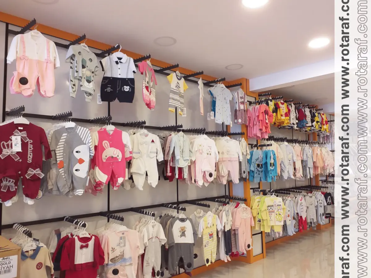 Bebek tekstil showroom rafları